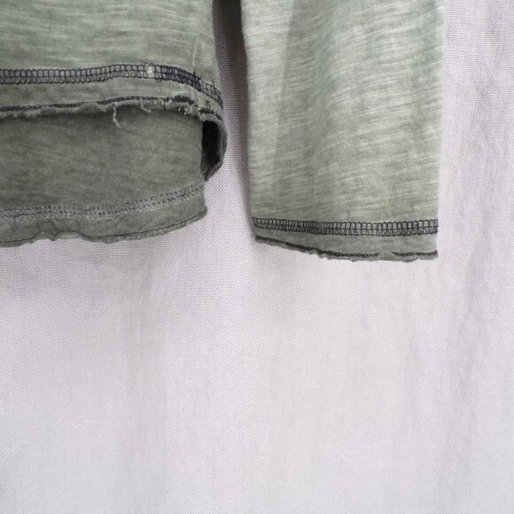 ZIMEGO Men's Sz XXL Long Sleeve Crew Neck Green Color Dye Washed Hipster T-Shirt - Picture 4 of 8